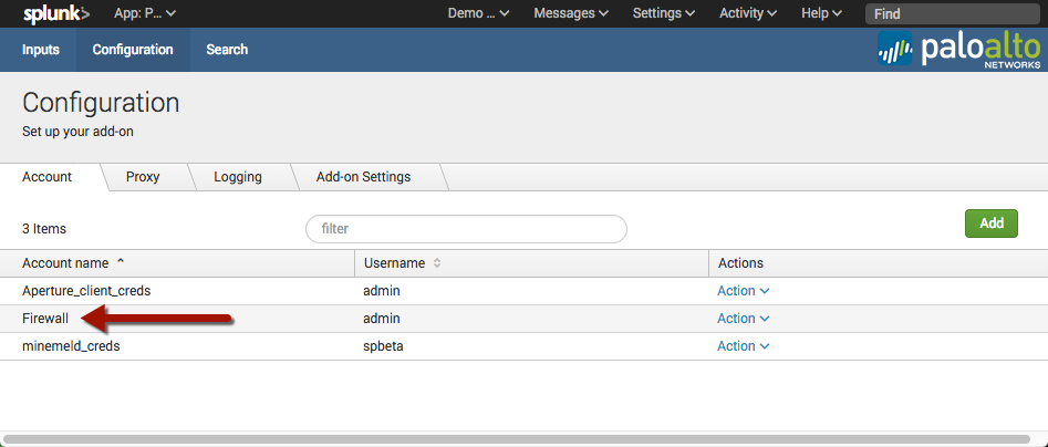 The credentials name &quot;Firewall&quot; will be used for connection to Firewalls or Panorama