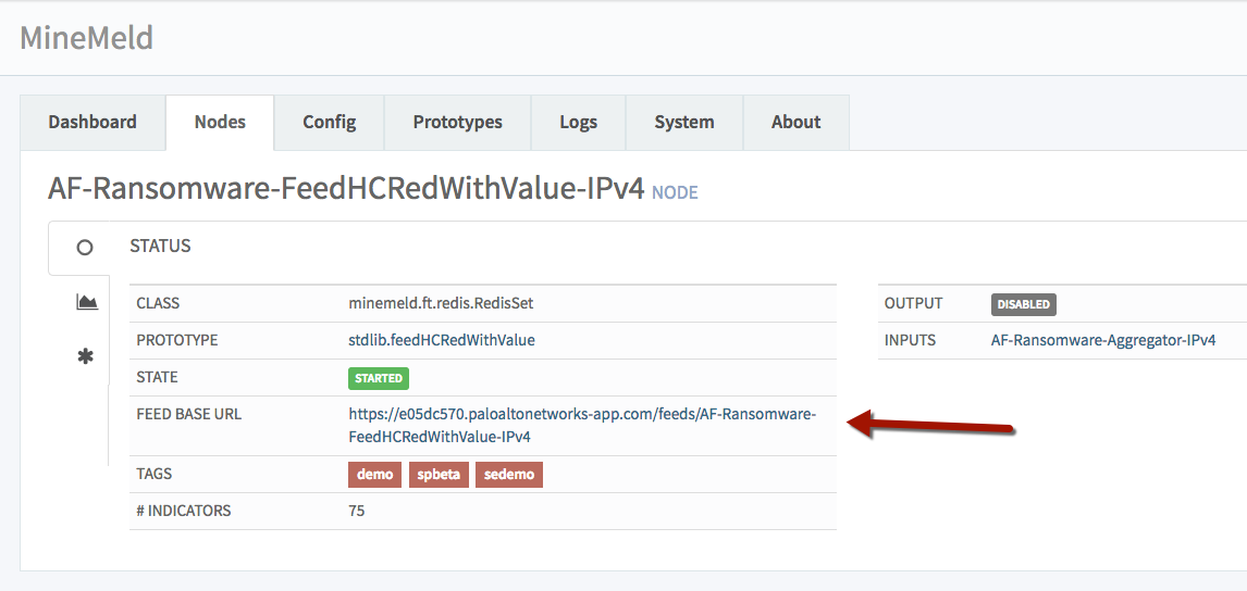 MineMeld Feed URL needed for Splunk